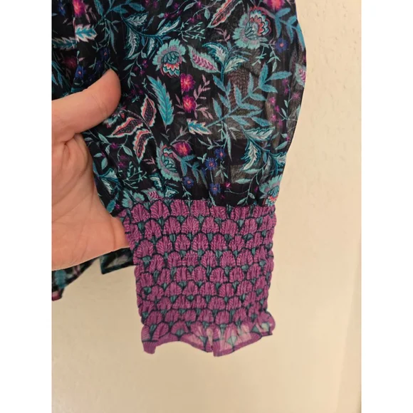 City Chic Analise Floral Smocked Top Size 14 - Picture 5 of 9